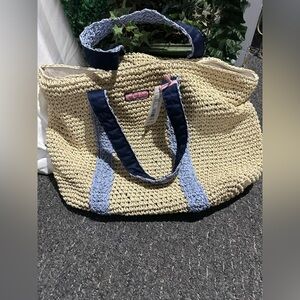 Vineyard Vines Tan and Blue Tote Bag